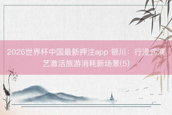 2026世界杯中国最新押注app 银川：行浸式演艺激活旅游消耗新场景(5)