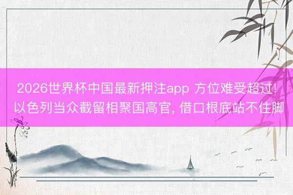 2026世界杯中国最新押注app 方位难受超过! 以色列当众截留相聚国高官， 借口根底站不住脚