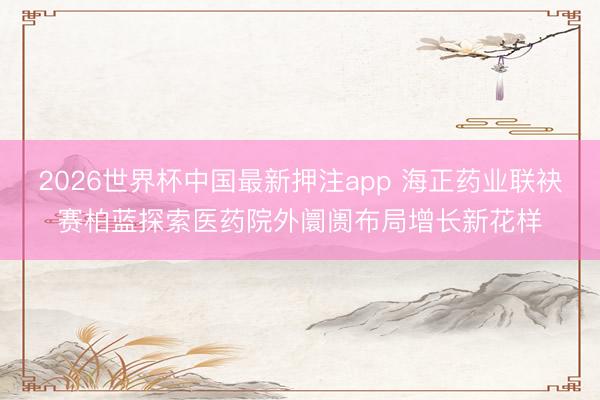 2026世界杯中国最新押注app 海正药业联袂赛柏蓝探索医药院外阛阓布局增长新花样