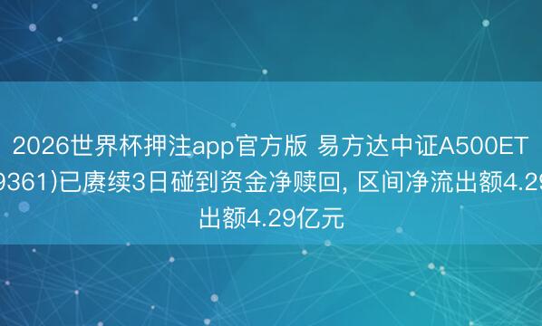 2026世界杯押注app官方版 易方达中证A500ETF(159361)已赓续3日碰到资金净赎回, 区间净流出额4.29亿元