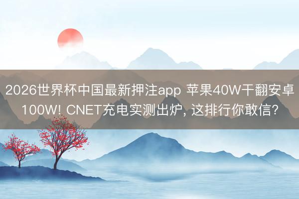 2026世界杯中国最新押注app 苹果40W干翻安卓100W! CNET充电实测出炉， 这排行你敢信?