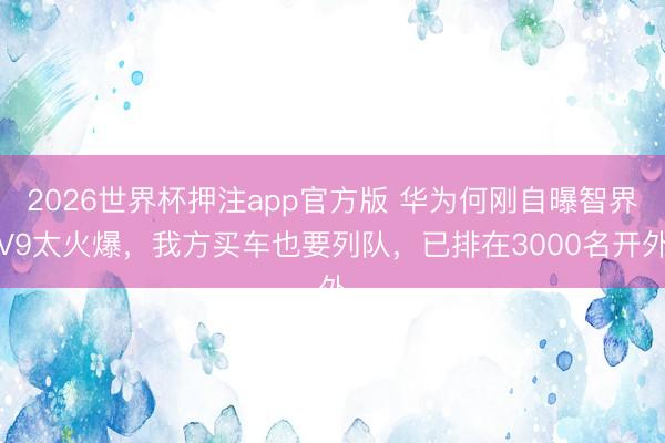 2026世界杯押注app官方版 华为何刚自曝智界V9太火爆，我方买车也要列队，已排在3000名开外