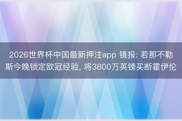 2026世界杯中国最新押注app 镜报: 若那不勒斯今晚锁定欧冠经验， 将3800万英镑买断霍伊伦