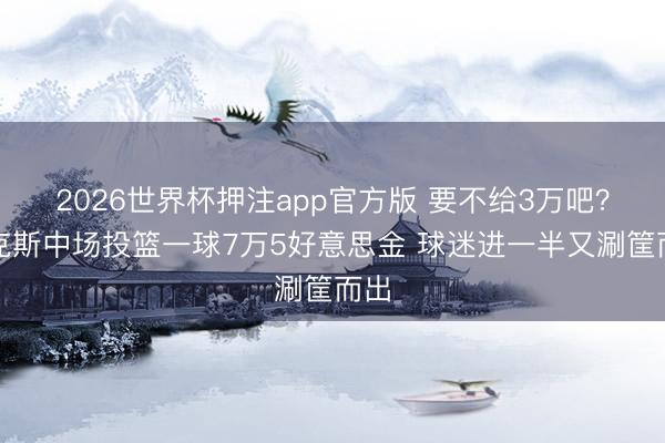 2026世界杯押注app官方版 要不给3万吧？尼克斯中场投篮一球7万5好意思金 球迷进一半又涮筐而出