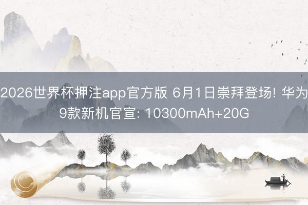 2026世界杯押注app官方版 6月1日崇拜登场! 华为9款新机官宣: 10300mAh+20G