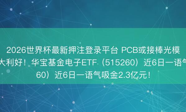 2026世界杯最新押注登录平台 PCB或接棒光模块?果链迎两大利好!华宝基金电子ETF(515260)近6日一语气吸金2.3亿元!