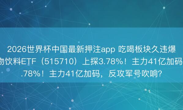 2026世界杯中国最新押注app 吃喝板块久违爆发，华宝基金食物饮料ETF（515710）上探3.78%！主力41亿加码，反攻军号吹响？