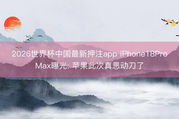 2026世界杯中国最新押注app iPhone18ProMax曝光: 苹果此次真思动刀了