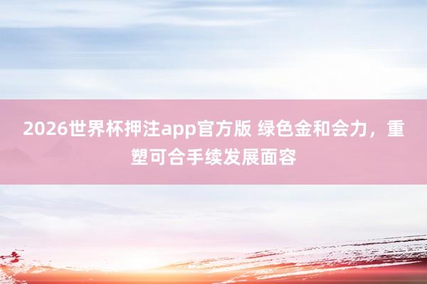 2026世界杯押注app官方版 绿色金和会力，重塑可合手续发展面容